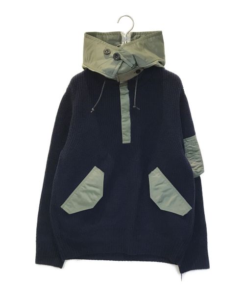 sacai（サカイ）sacai (サカイ) Wool Knit Hoodie ネイビー サイズ:1 未使用品の古着・服飾アイテム