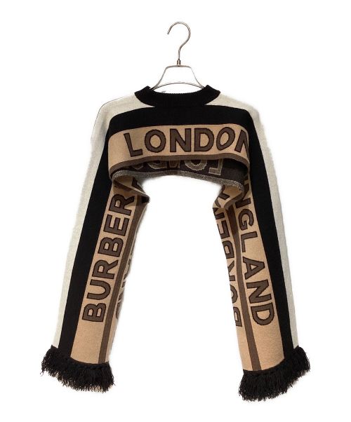 BURBERRY LONDON（バーバリーロンドン）BURBERRY LONDON (バーバリーロンドン) Logo capelet（ロゴケープレット） ブラック×ブラウン サイズ:-の古着・服飾アイテム