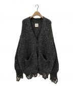 NOUNLESSナウンレス）の古着「Shiny grunge Knit Cardigan」｜グレー