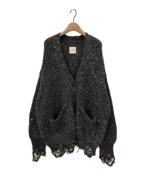 NOUNLESS（ナウンレス）NOUNLESS (ナウンレス) Shiny grunge Knit Cardigan グレー サイズ:2の古着・服飾アイテム