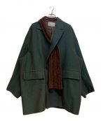 KOLORカラー）の古着「rakid herringbone docking coat　（ラギットヘリンボーンドッキングコート）」｜グリーン