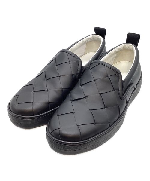 BOTTEGA VENETA（ボッテガベネタ）BOTTEGA VENETA (ボッテガベネタ) レザーマキシイントレチャートスリッポン ブラック サイズ:40の古着・服飾アイテム