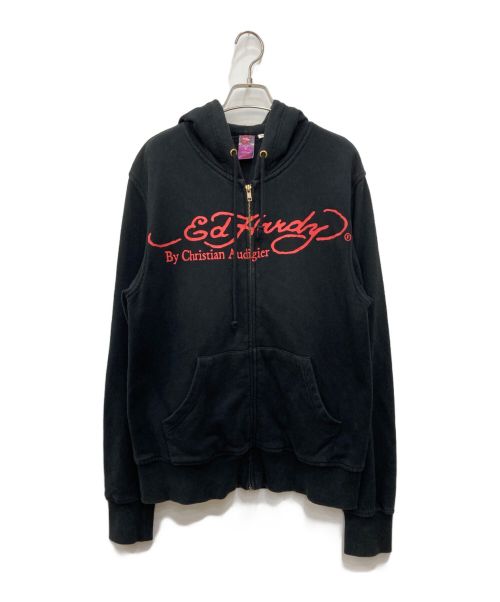 Ed Hardy（エド ハーディー）ED HARDY (エド ハーディー) ジップパーカー ブラック サイズ:Mの古着・服飾アイテム