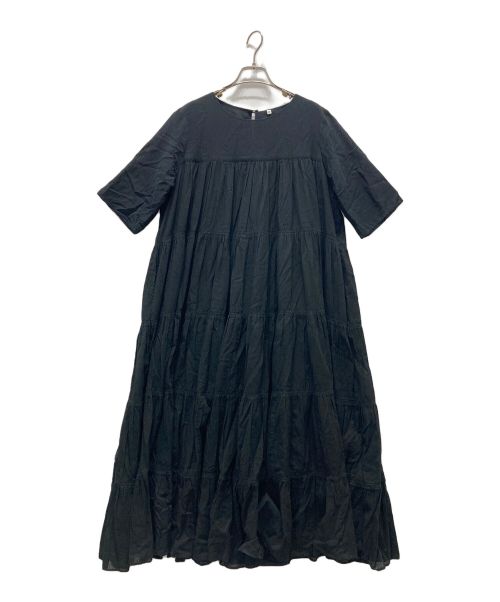 BEARDSLEY（ビアズリー）BEARDSLEY (ビアズリー) シャドーストライプティアードワンピース ブラック サイズ:Fの古着・服飾アイテム