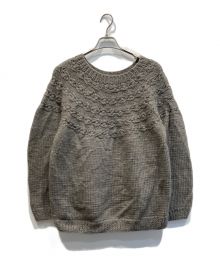 NEPAL HAND KNIT（ネパールハンドニット）の古着「別注FLOWERアミ プルオーバーニット」｜グレー