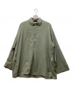 Graphpaperグラフペーパー）の古着「Wool Serge Yoke Sleeve Pullover Shirt/ウールセージヨークスリーブプルオーバーシャツ」｜グリーン