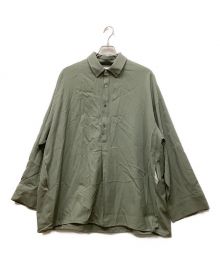 Graphpaper（グラフペーパー）の古着「Wool Serge Yoke Sleeve Pullover Shirt/ウールセージヨークスリーブプルオーバーシャツ」｜グリーン