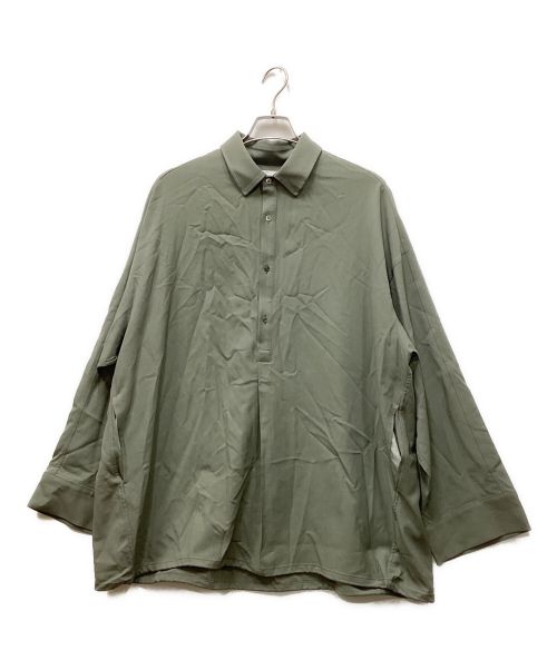 Graphpaper（グラフペーパー）Graphpaper (グラフペーパー) Wool Serge Yoke Sleeve Pullover Shirt/ウールセージヨークスリーブプルオーバーシャツ グリーン サイズ:Freeの古着・服飾アイテム