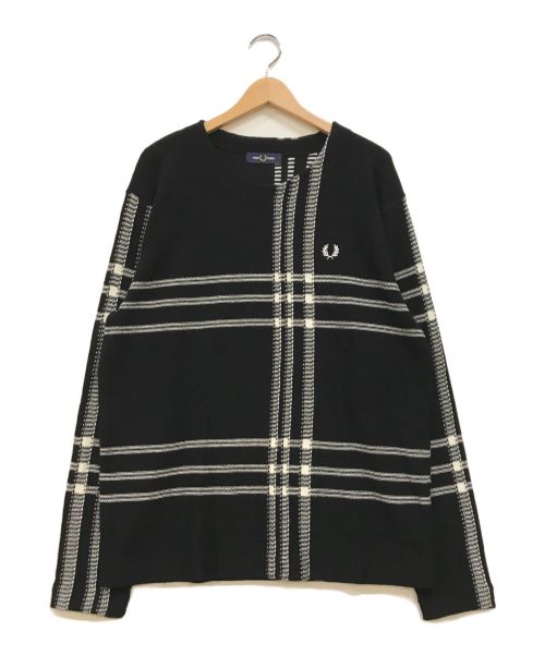 FRED PERRY（フレッドペリー）FRED PERRY (フレッドペリー) タータンセーター ブラック×ホワイト サイズ:Lの古着・服飾アイテム