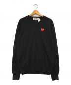 PLAY COMME des GARCONSプレイ コムデギャルソン）の古着「PLAY V-NECK PULLOVER RED HEART Vネックニット」｜ブラック