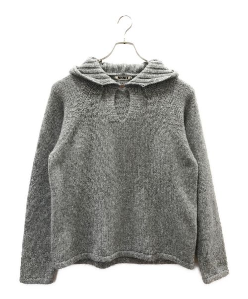 NKNIT（ンニット）NKNIT (ンニット) camel mix hooded KNIT グレー サイズ:FREEの古着・服飾アイテム