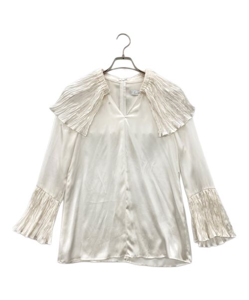 Lautashi（ラウタシー）Lautashi (ラウタシー) Pleated silk blouse（シルクブラウス） アイボリー サイズ:1の古着・服飾アイテム