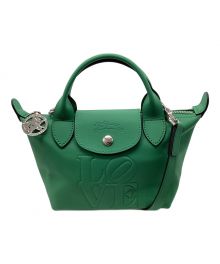 LONGCHAMP×Robert INDIANA（ロンシャン×ロバート・インディアナ）の古着「トップハンドルバッグ」｜グリーン