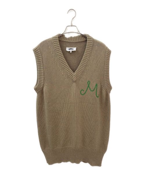 MM6 Maison Margiela（エムエムシックス メゾンマルジェラ）MM6 Maison Margiela (エムエムシックス メゾンマルジェラ) M刺繍Vネックニットベスト グリーン サイズ:Sの古着・服飾アイテム