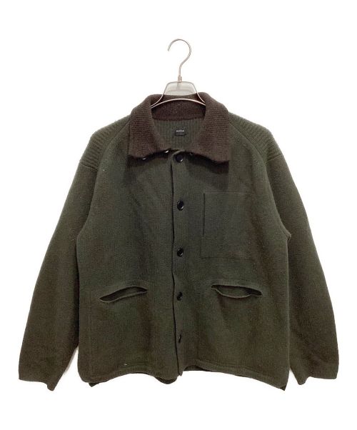 MAYKAM（メイカム）MAYKAM (メイカム) KNIT CARDIGAN カーキ×ブラウン サイズ:3の古着・服飾アイテム