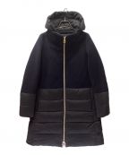 HERNOヘルノ）の古着「DIAGONAL WOOL AND NUAGE PARKA/パネル切替ダウンコート」｜ネイビー×ブラック