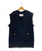 ADAWASアダワス）の古着「KNIT TWEED 2POCKETS VEST」｜ブラック