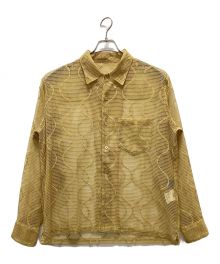 UNUSED（アンユーズド）の古着「Open collar gourd pattern mesh shirt」｜イエロー