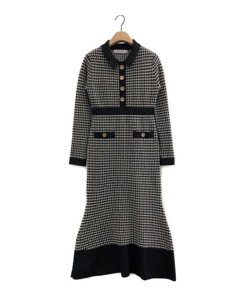 HER LIP TO（ハーリップトゥ）HER LIP TO (ハーリップトゥ) Buckingham Houndstooth Knit Dress ブラック×ホワイト サイズ:Sの古着・服飾アイテム