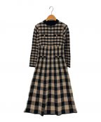 HER LIP TOハーリップトゥ）の古着「Plaid Jacquard Knit Dress」｜ベージュ