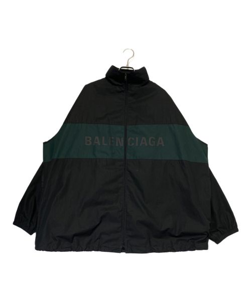 BALENCIAGA（バレンシアガ）BALENCIAGA (バレンシアガ) ロゴプリントポプリンシャツブルゾン ブラック×グリーン サイズ:XXSの古着・服飾アイテム