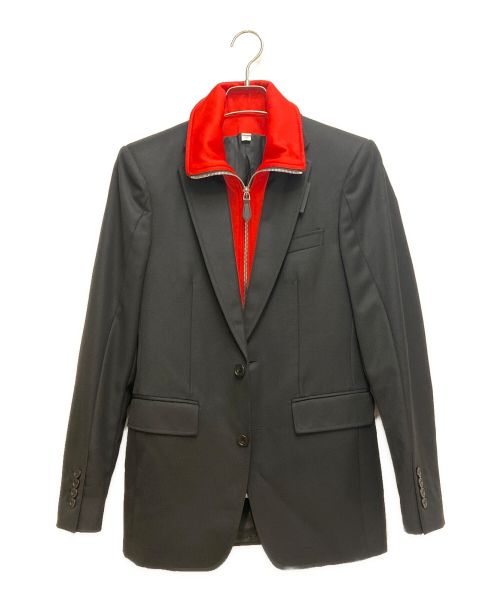 BURBERRY（バーバリー）BURBERRY (バーバリー) レイヤードテーラードジャケット ブラック×レッド サイズ:44の古着・服飾アイテム
