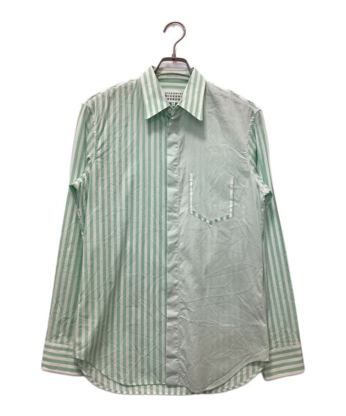 Maison Margiela（メゾンマルジェラ）Maison Margiela (メゾンマルジェラ) COMBO STRIPE SHIRT グリーン×ホワイト サイズ:39の古着・服飾アイテム