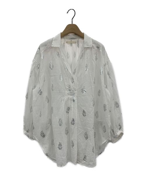 ne quittez pas（ヌキテパ）ne quittez pas (ヌキテパ) Cotton Voile Foil Flower Print Blouse ホワイト サイズ:-の古着・服飾アイテム