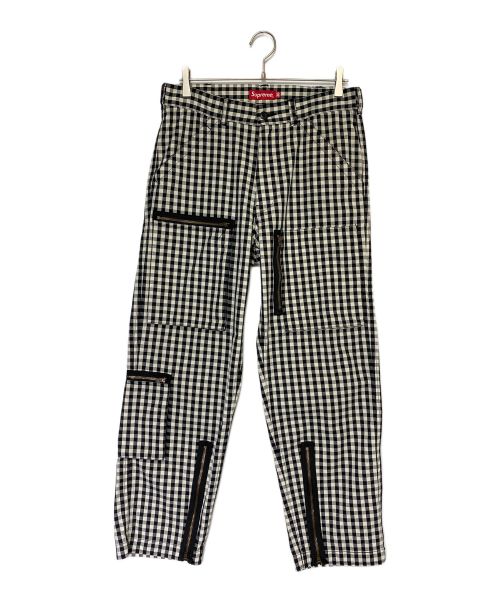 SUPREME（シュプリーム）SUPREME (シュプリーム) Gingham Flight Pant ブラック×ホワイト サイズ:76cm(W30)の古着・服飾アイテム