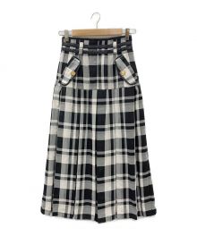 HER LIP TO（ハーリップトゥ）の古着「Pleated Checkered Twill Skirt」｜ブラック