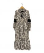 HER LIP TOハーリップトゥ）の古着「Winter Floral Long-sleeve Dress」｜アイボリー×ブラック