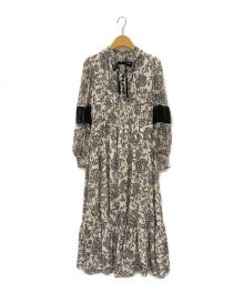 HER LIP TO（ハーリップトゥ）の古着「Winter Floral Long-sleeve Dress」｜アイボリー×ブラック