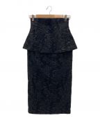 HER LIP TOハーリップトゥ）の古着「Floral Jacquard Peplum Skirt」｜ブラック