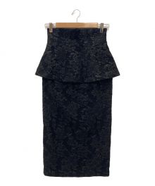 HER LIP TO（ハーリップトゥ）の古着「Floral Jacquard Peplum Skirt」｜ブラック