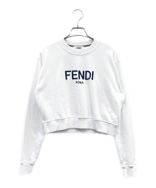 FENDI（フェンディ）FENDI (フェンディ) ロゴショート丈スウェット ホワイト サイズ:Sの古着・服飾アイテム