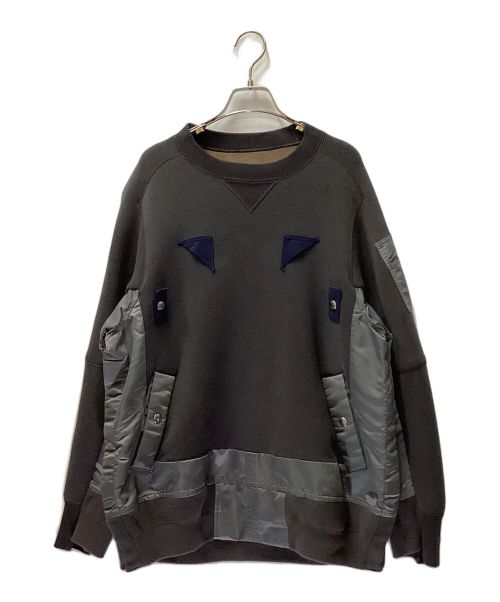 sacai（サカイ）sacai (サカイ) Nylon Twill x Sponge Sweat Pullover /ナイロンツウィル×スポンジスウェットプルオーバー グレー サイズ:1の古着・服飾アイテム