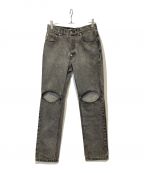 JOHN LAWRENCE SULLIVANジョン ローレンス サリバン）の古着「BLEACHED DENIM KNEE HOLE PANTS」｜グレー