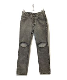 JOHN LAWRENCE SULLIVAN（ジョン ローレンス サリバン）の古着「BLEACHED DENIM KNEE HOLE PANTS」｜グレー