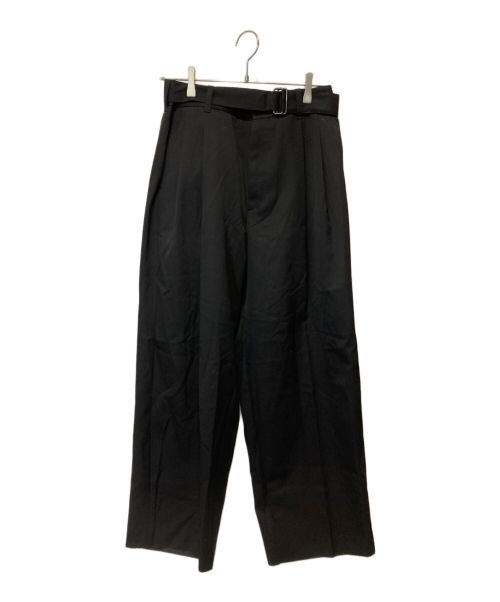 stein（シュタイン）stein (シュタイン) BELTED WIDE STRAIGHT TROUSERS ブラック サイズ:Ⅿの古着・服飾アイテム