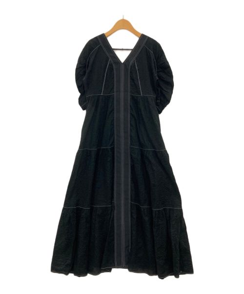 MURRAL（ミューラル）MURRAL (ミューラル) Wave cotton tiered dress ブラック サイズ:1の古着・服飾アイテム