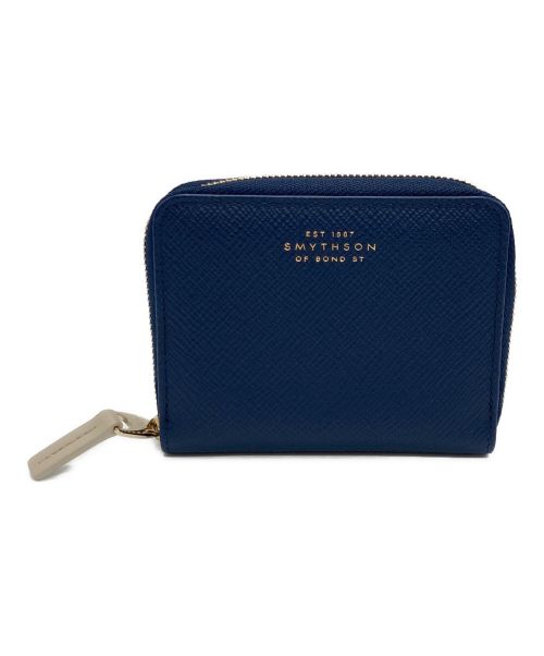 SMYTHSON（スマイソン）SMYTHSON (スマイソン) パナマレザースモールジップウォレット ネイビーの古着・服飾アイテム