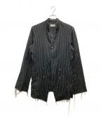 BED J.W. FORDベッドフォード）の古着「Stand Collar Stripe Jacket」｜ブラック