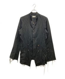 BED J.W. FORD（ベッドフォード）の古着「Stand Collar Stripe Jacket」｜ブラック