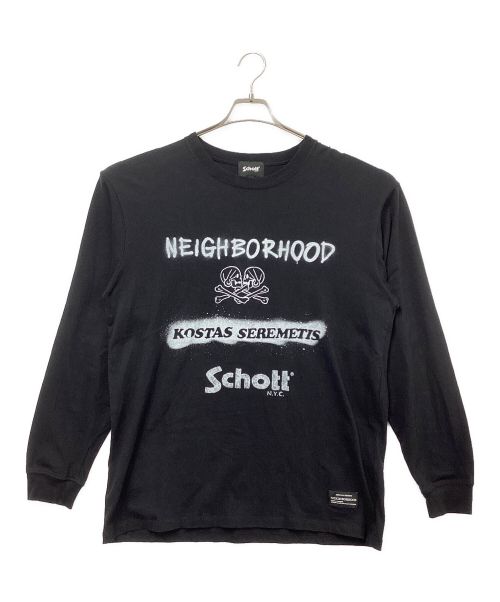 Schott（ショット）Schott (ショット) NEIGHBORHOOD (ネイバーフッド) Kostas Seremetis (コスタスセレメンティス) L/S T-SHIRT ブラック サイズ:Lの古着・服飾アイテム