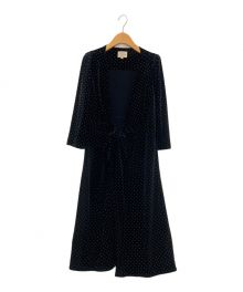 SEZANE（セザンヌ）の古着「ベロアドットカシュクールワンピース」｜ブラック