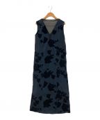 ANTHEM Aアンセム エー）の古着「Vintage flocky broad dual drape dress」｜ネイビー×ブラック