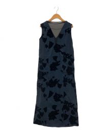 ANTHEM A（アンセム エー）の古着「Vintage flocky broad dual drape dress」｜ネイビー×ブラック