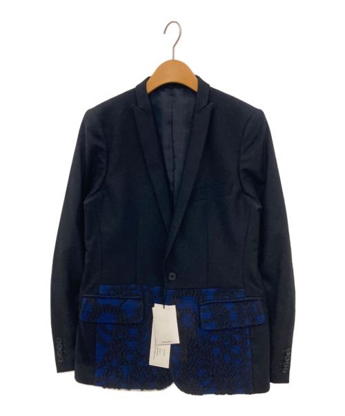 yoshio kubo（ヨシオクボ）yoshio kubo (ヨシオクボ) CABLE JACQUARD JACKET ブラック×ネイビー サイズ:2の古着・服飾アイテム