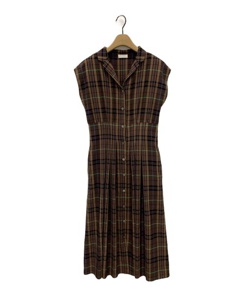 BALLSEY（ボールジィ）BALLSEY (ボールジィ) バレッタプラッド オープンカラーシャツワンピース ブラウン サイズ:34の古着・服飾アイテム