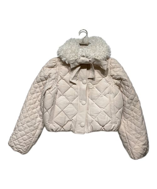 epine（エピヌ）epine (エピヌ) fur ribbon quilting short down coat アイボリー サイズ:不明の古着・服飾アイテム